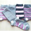 Női zoknik - szürke-pink csíkos 5 pár/csomag